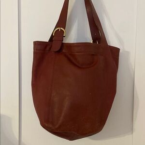 Coach wine color used and worn Leather Tote